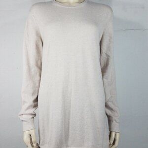 Isle of Skye beige 100% Cashmere crew neck pullover tunic sweater women Large 42
